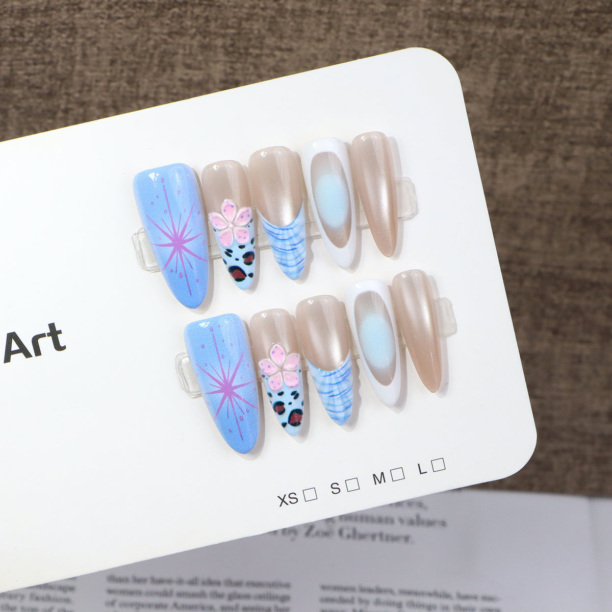Artistic Stiletto Press-On Nail Set with Floral and Abstract Patterns Acalora