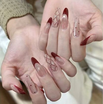 Elegant Stiletto Nail Set with Intricate Designs Acalora