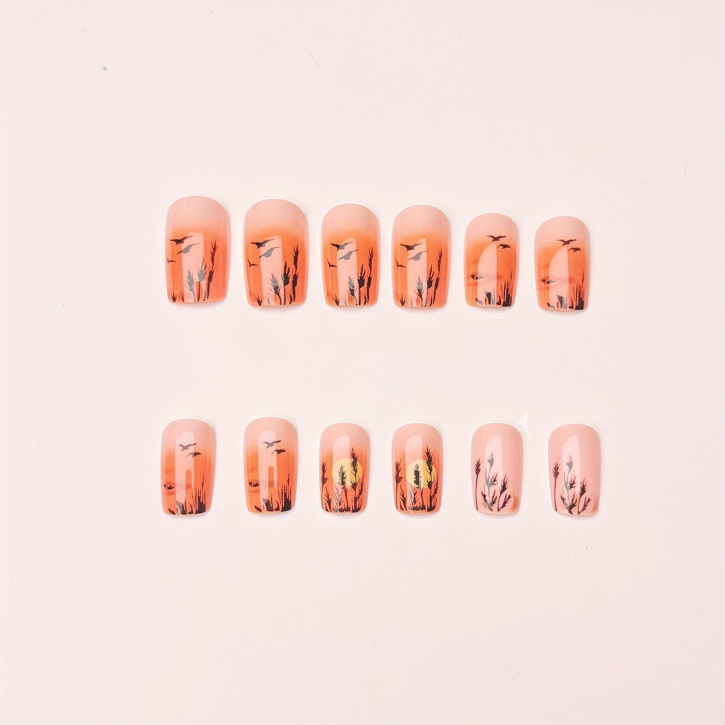 Artistic Sunset Landscape Nail Art Acalora