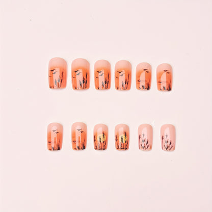 Artistic Sunset Landscape Nail Art Acalora