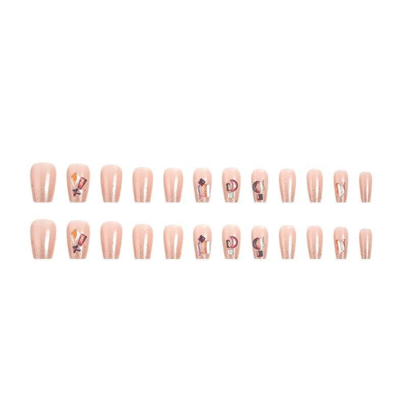 High-quality artificial nail set with glitter and holographic accents Acalora