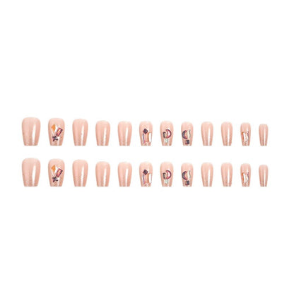 High-quality artificial nail set with glitter and holographic accents Acalora