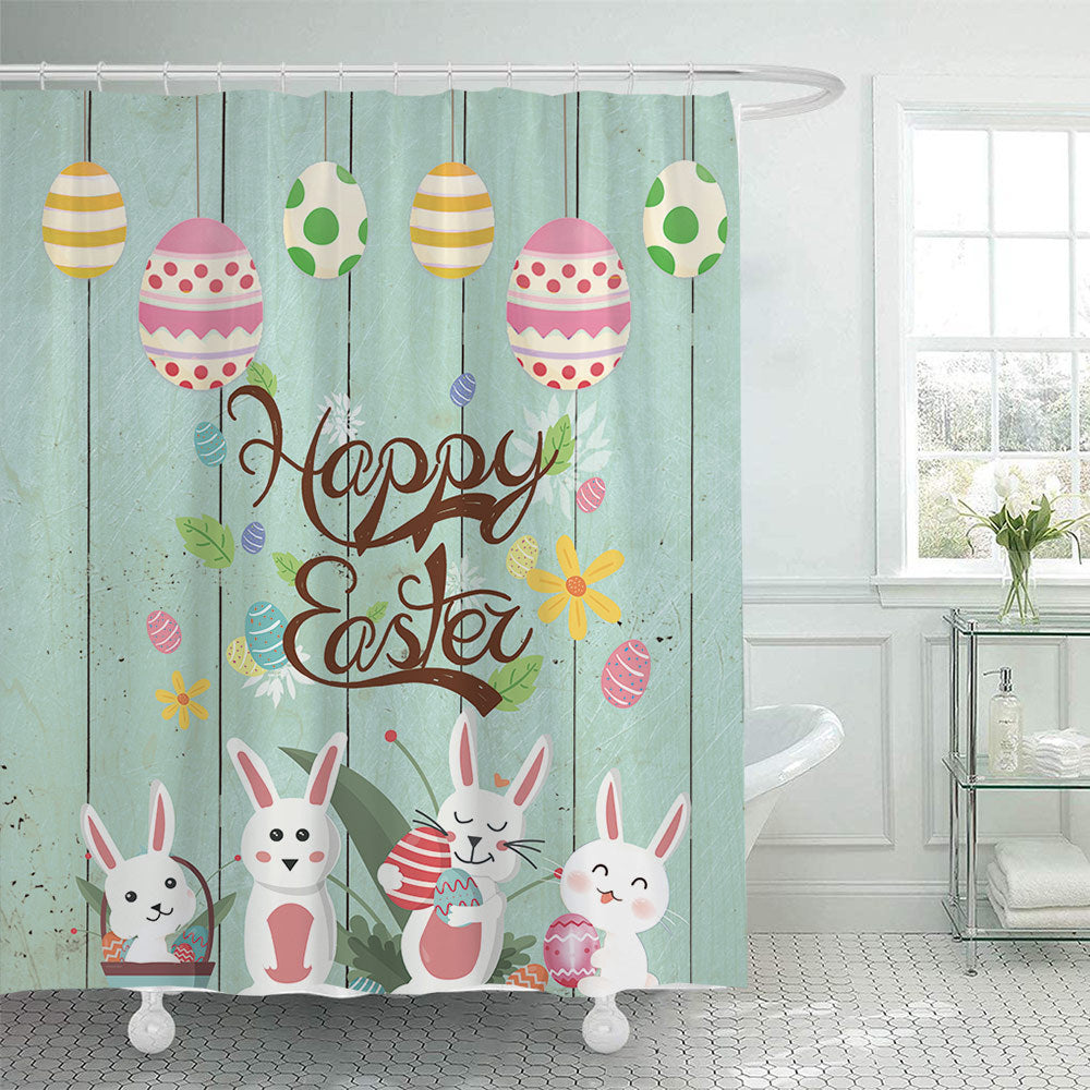 Whimsical Bunny Print Shower Curtain