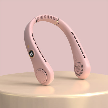 Women's Portable Neck Fan with Temperature Display Bowlift
