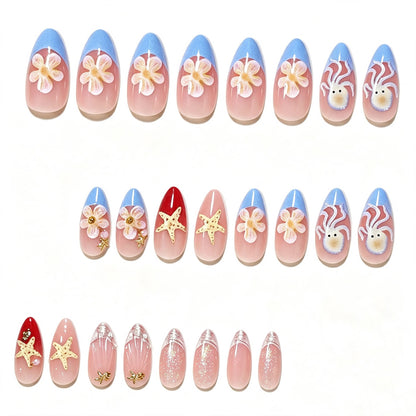 Ocean-Inspired Press-On Nail Art Design Acalora