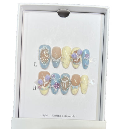 Floral Art Press-On Nail Tips Acalora