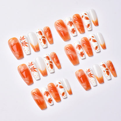 Autumn-Themed Artistic Press-On Nail Set Acalora