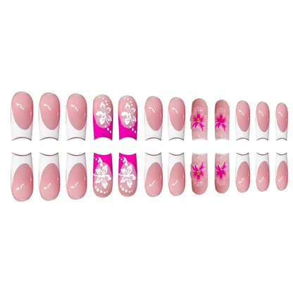 Floral Accent Decorative Press-On Nails Acalora