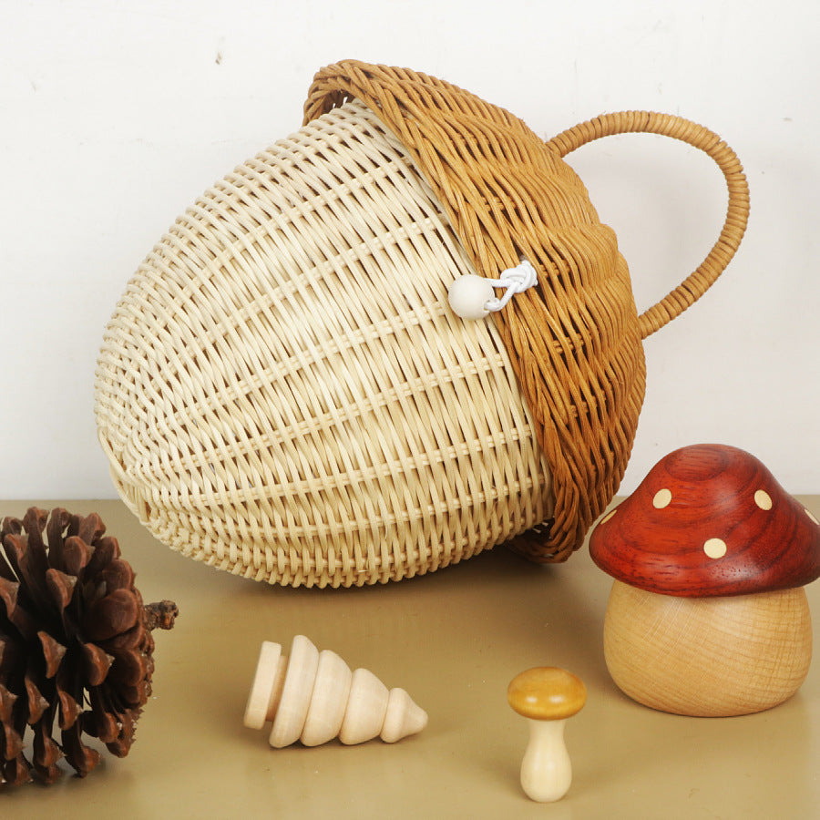 Fun Mushroom-Shaped Woven Storage Basket Acalora