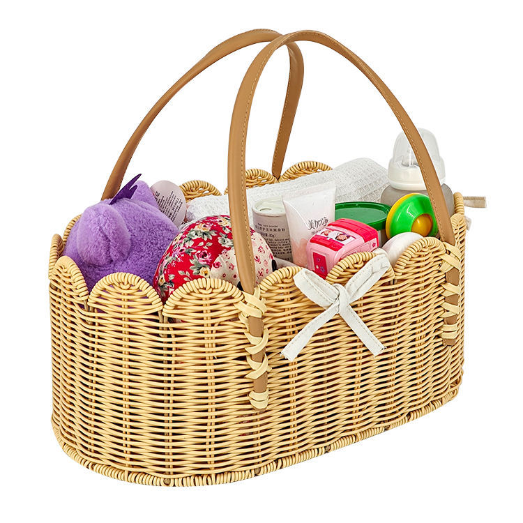 Charming storage basket with leather handles Acalora