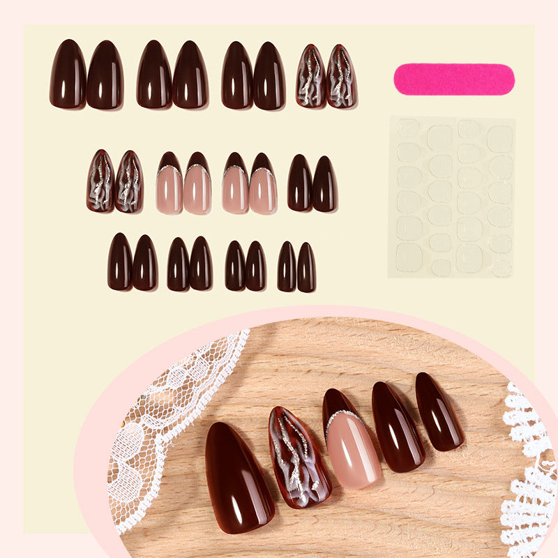 Luxurious Press-On Nail Set with Decorative Accents Acalora