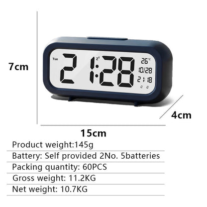 Digital alarm clock with temperature display and large LED display