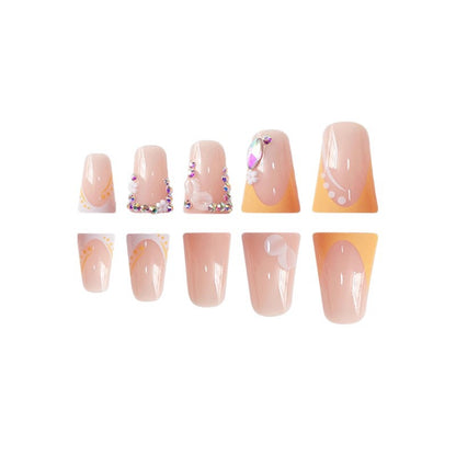 Floral Rhinestone Press-On Nails Acalora