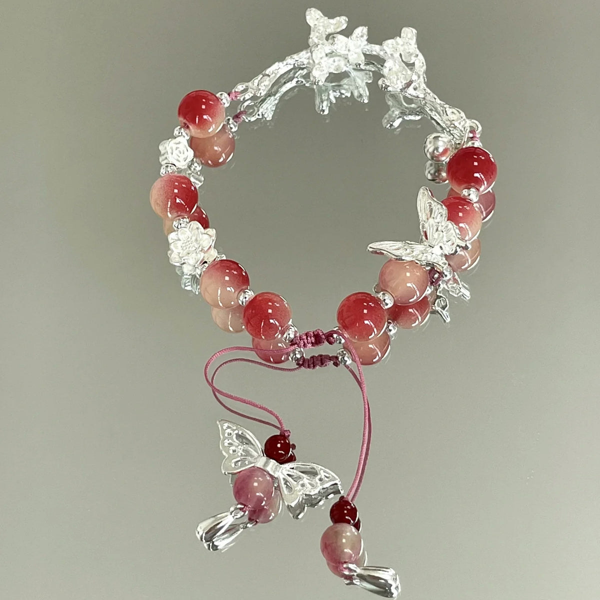 Handmade Floral Butterfly Charm Bracelet Acalora