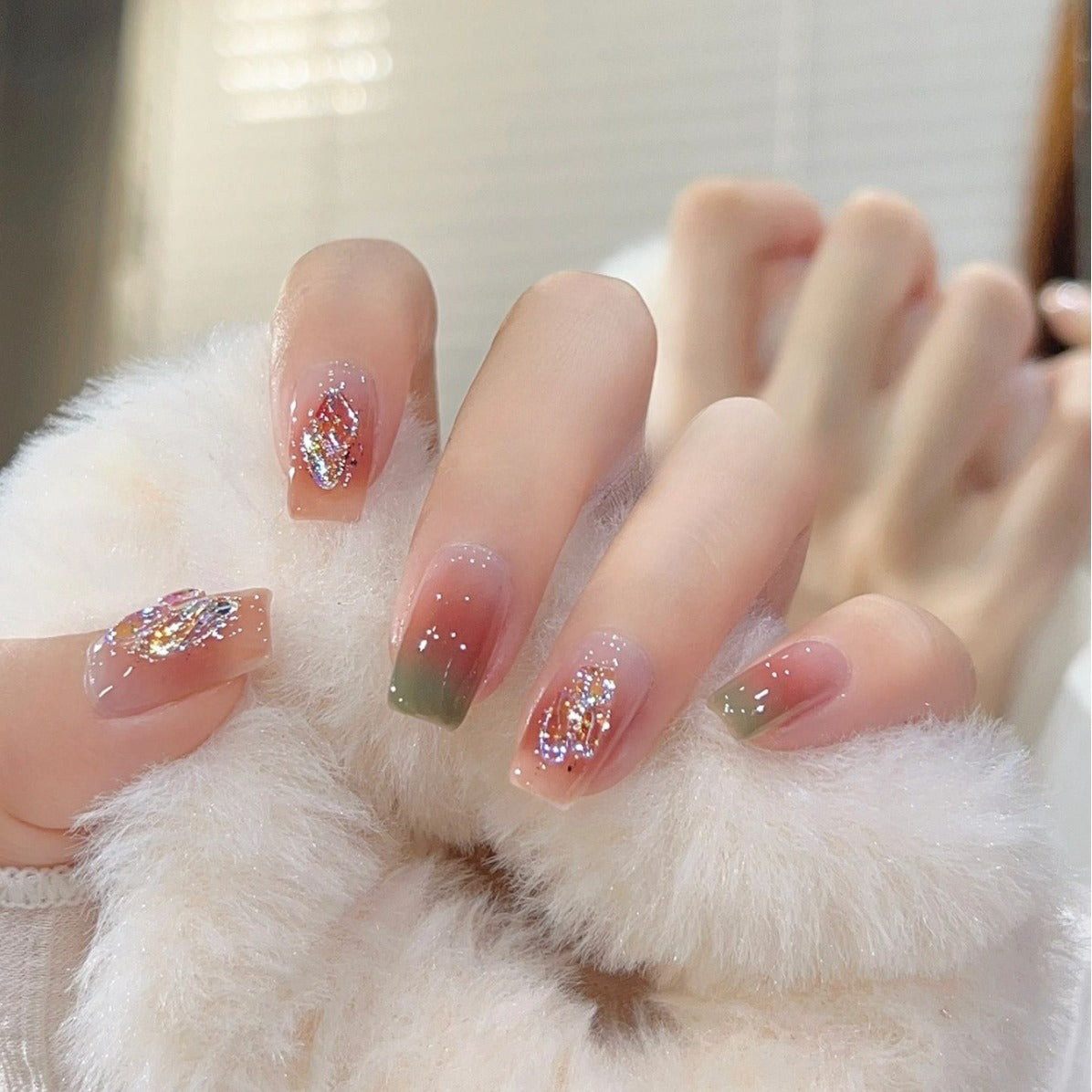Premium Glitter Ombre Press-On Nail Set Acalora
