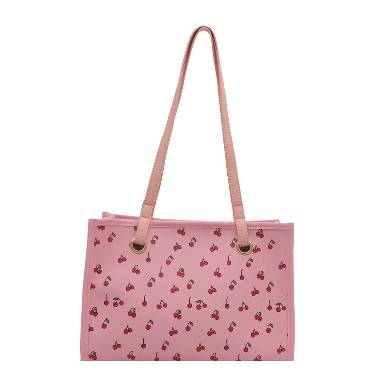 Playful Cherry Print Tote Bag Acalora