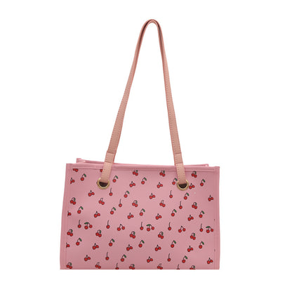 Playful Cherry Print Tote Bag Acalora