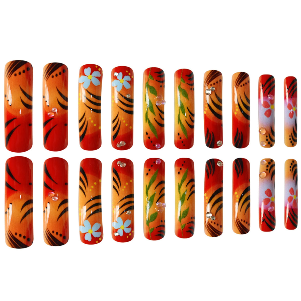 Artistic Floral and Ombre Press-On Nails Acalora