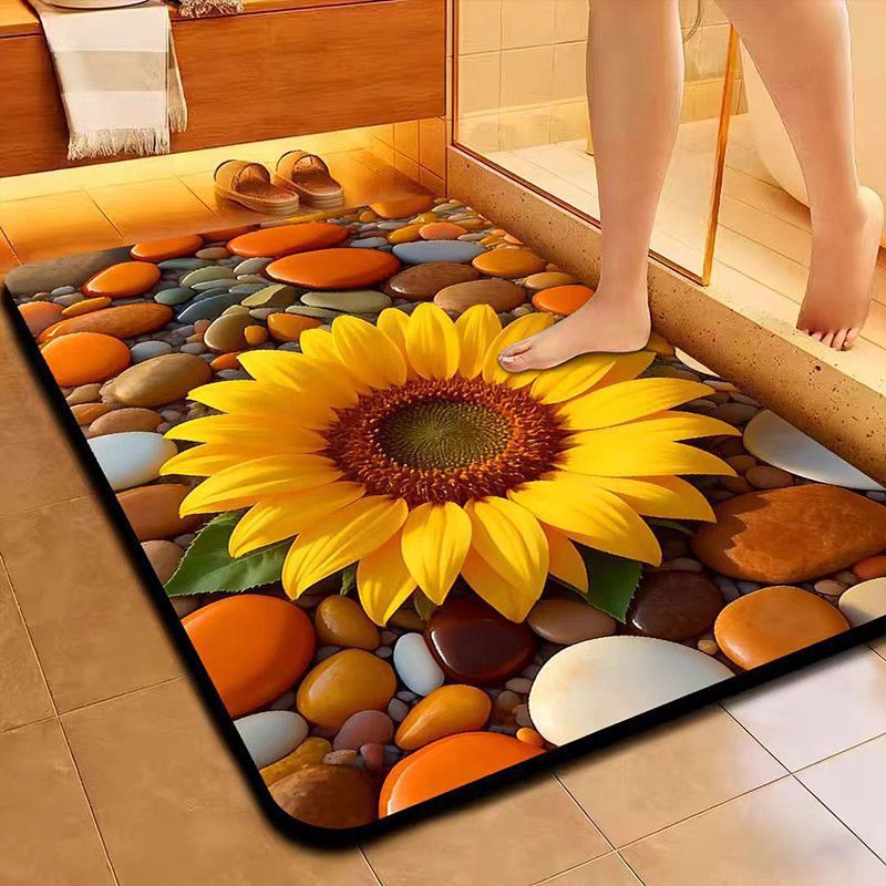 Decorative Floral Pattern Bath Mat