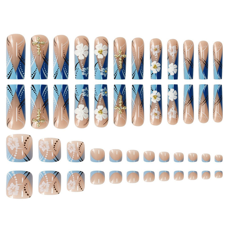 Decorative Floral 3D Press-On Nails Acalora