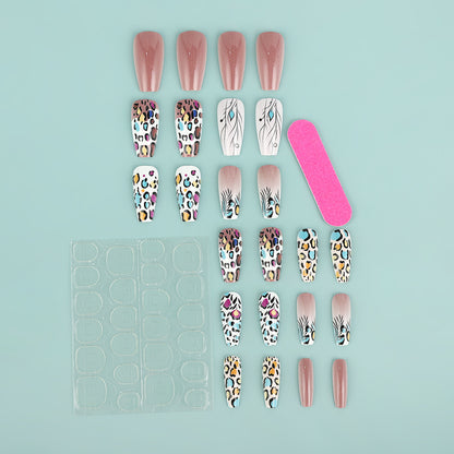 Creative Nail Art Set with Leopard and Flower Patterns Acalora