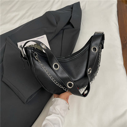 Modern Chain-Handled Hobo Bag Acalora