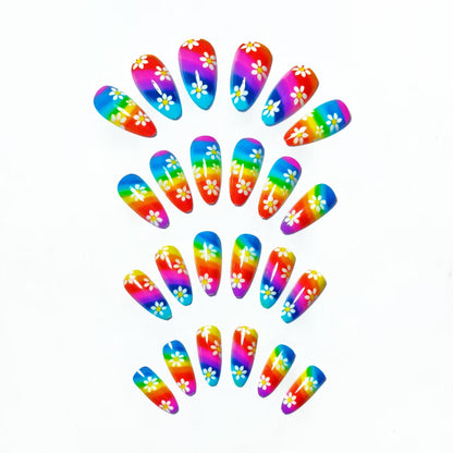 Artistic Floral Rainbow Nail Art Acalora