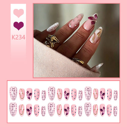 Acrylic nail set with glamorous design and sparkling accents Acalora