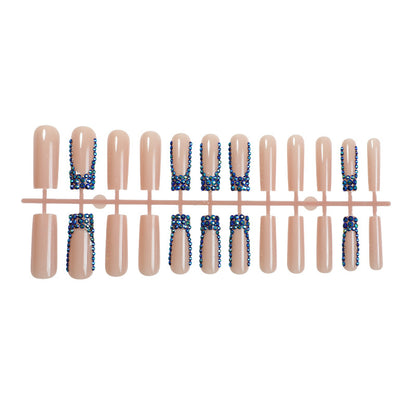 Designer Press-On Nail Set with Rhinestone Accents Acalora