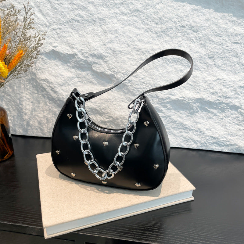 Chic Heart-Embellished Shoulder Bag Acalora