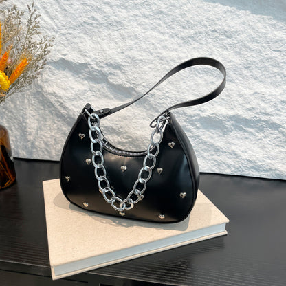 Chic Heart-Embellished Shoulder Bag Acalora