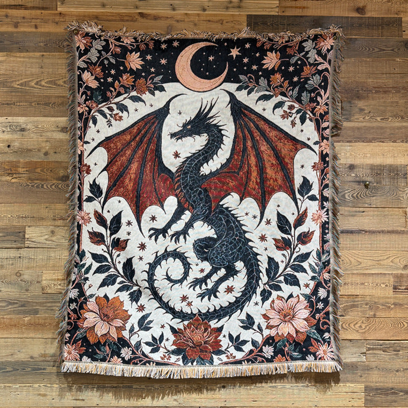 Artistic Dragon-Themed Tapestry Throw Blanket