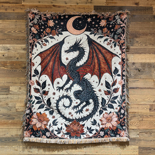 Bohemian Dragon Tapestry Throw Blanket