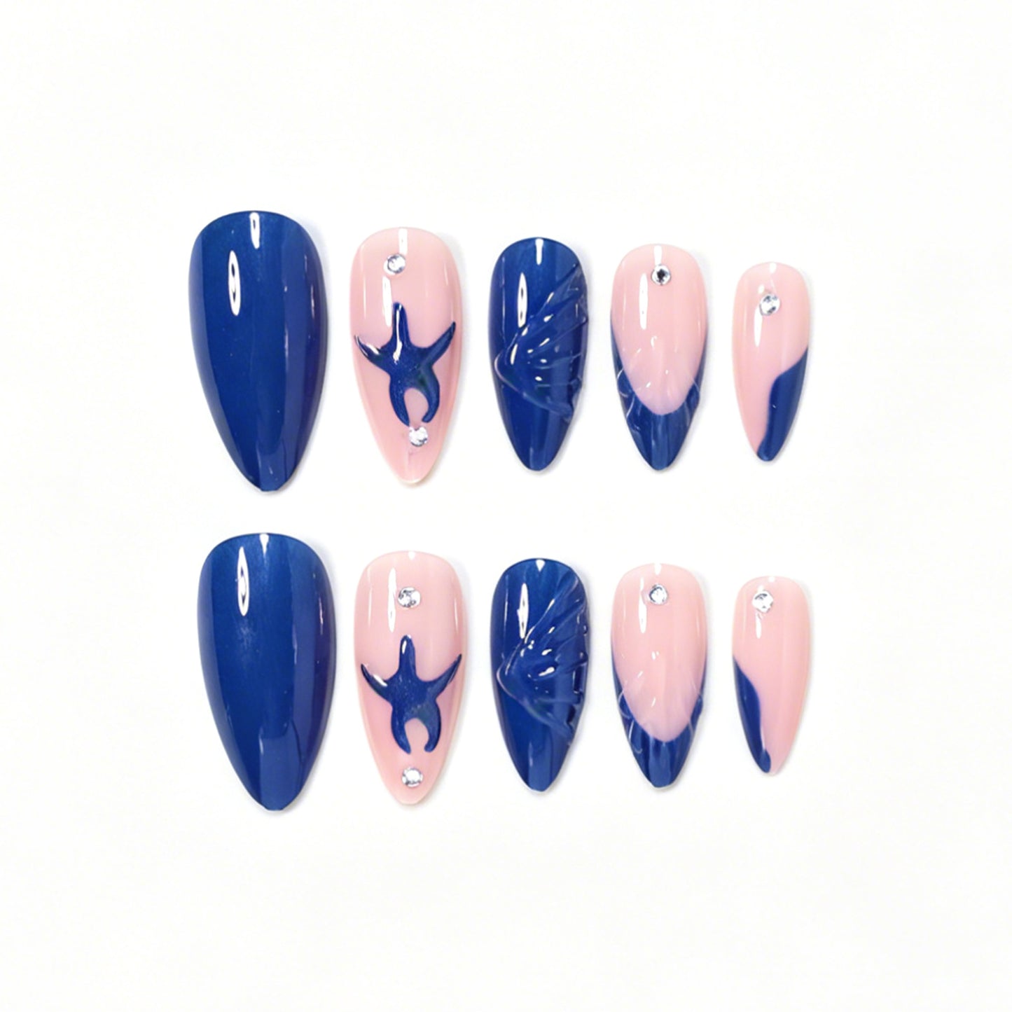 Artistic Ocean-Inspired Nail Art Set Acalora