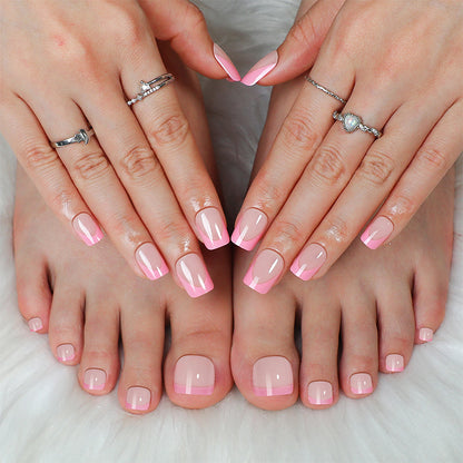 Premium French Tip Press-On Nails Set with Elegant Gradient Design Acalora