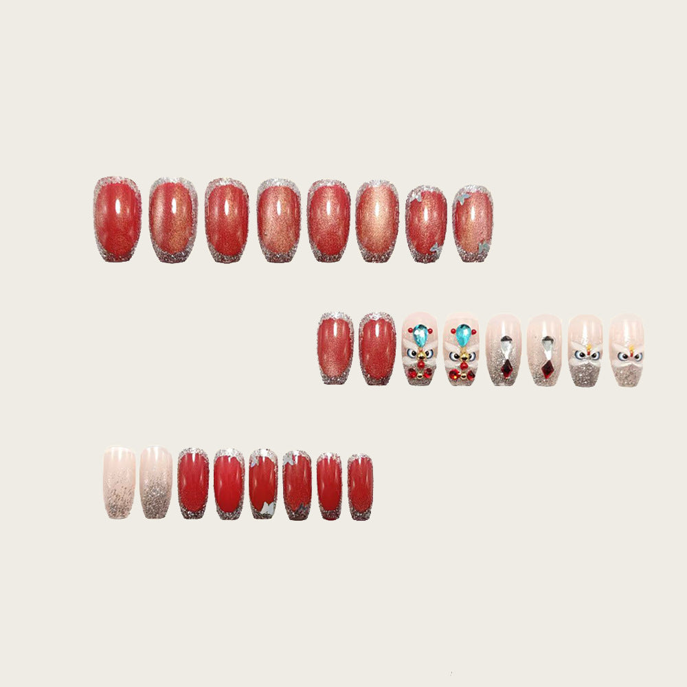 Artificial nails with glitter and gemstone applications Acalora