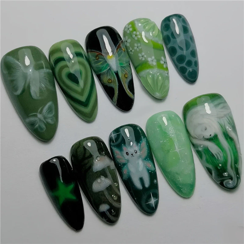 Artistic Cartoon-Themed Press-On Nail Art Set Acalora