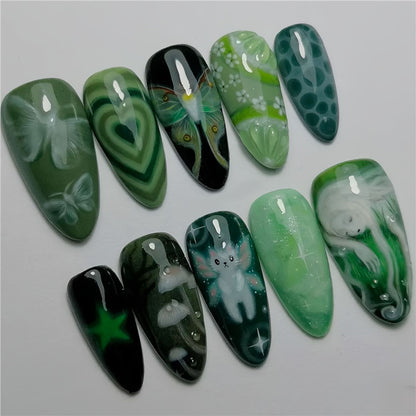 Artistic Cartoon-Themed Press-On Nail Art Set Acalora