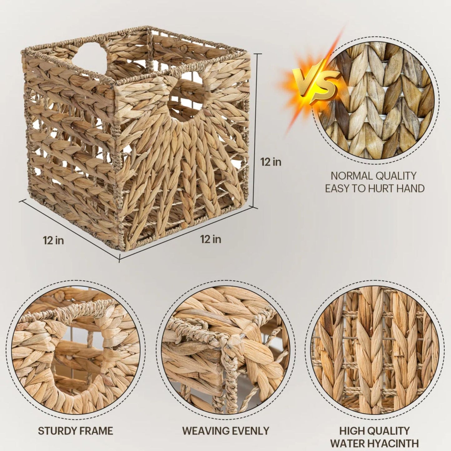 Premium Water Hyacinth Storage Basket Acalora