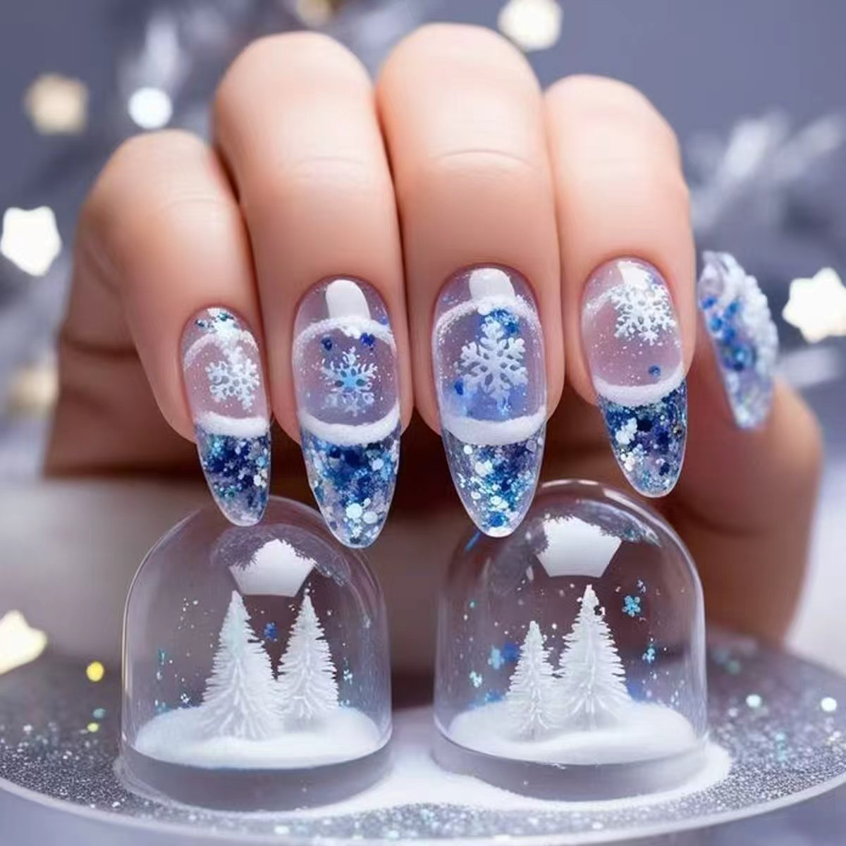 Winter-Themed Glitter Nail Art Acalora