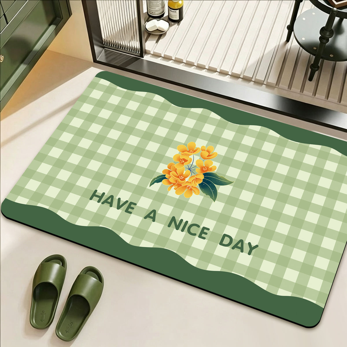 Stylish Floral Patterned Comfort Bath Mat Acalora