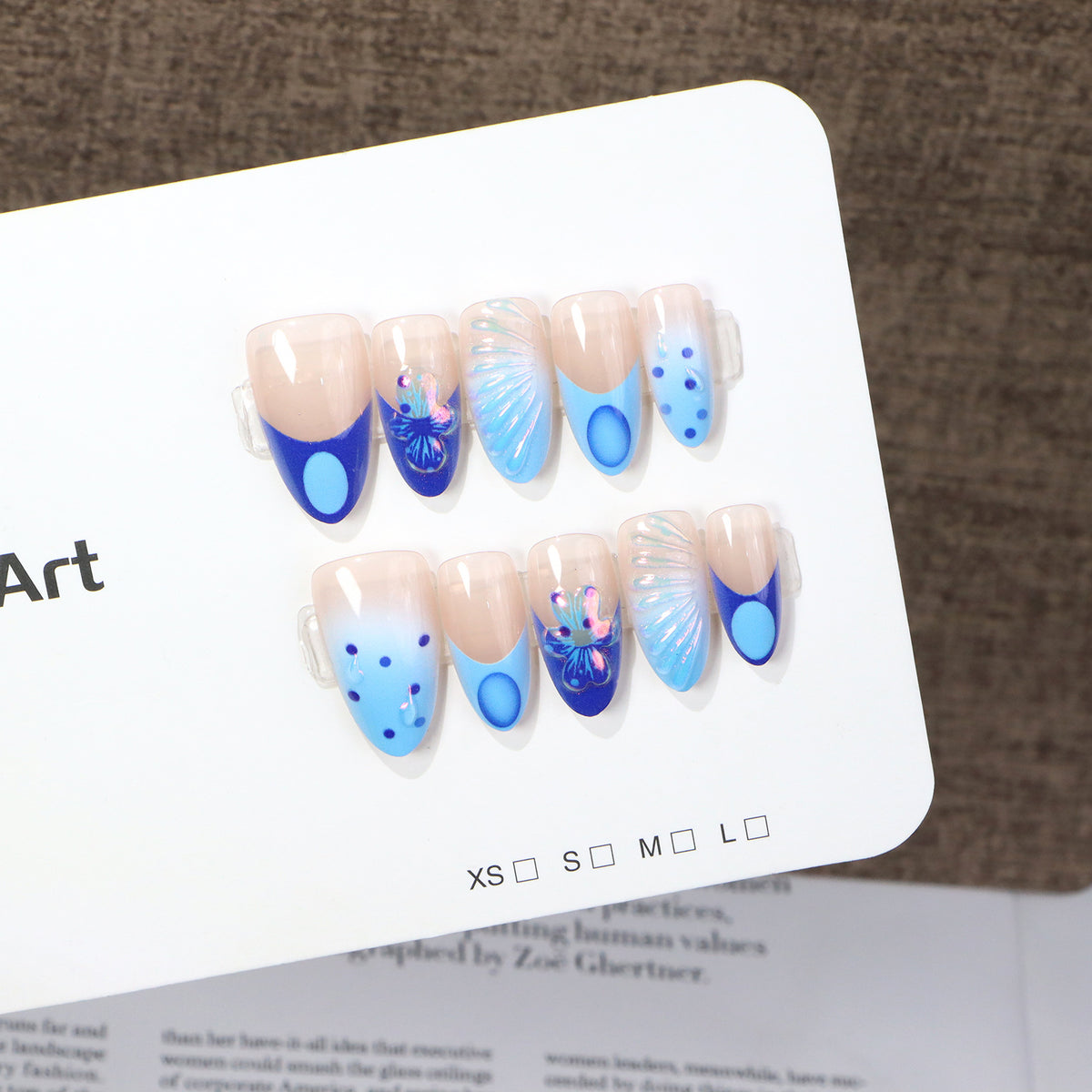 Decorative Press-On Nail Art Set with Oceanic Patterns Acalora