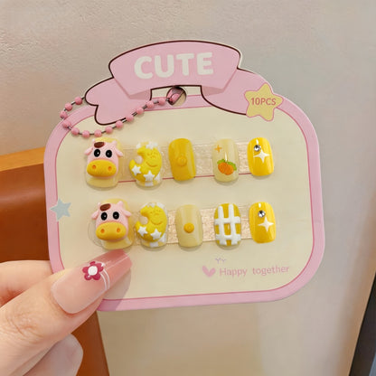 Playful artificial nail set with colorful designs Acalora