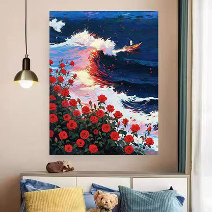 Heart and Floral Swirl Canvas Artwork