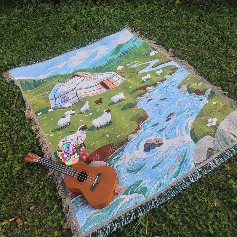 Cozy Landscape-Themed Throw Blanket