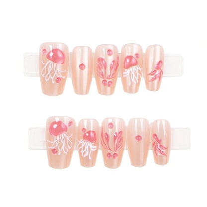 Artistic Jellyfish Press-On Nail Art Acalora