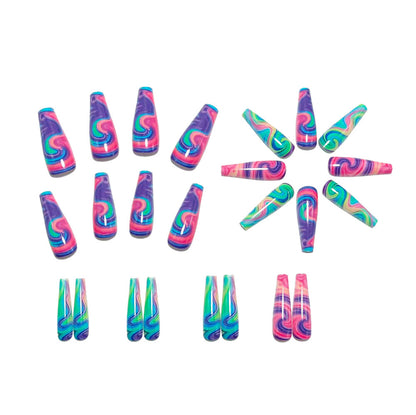 Artificial nails with colorful spiral patterns Acalora
