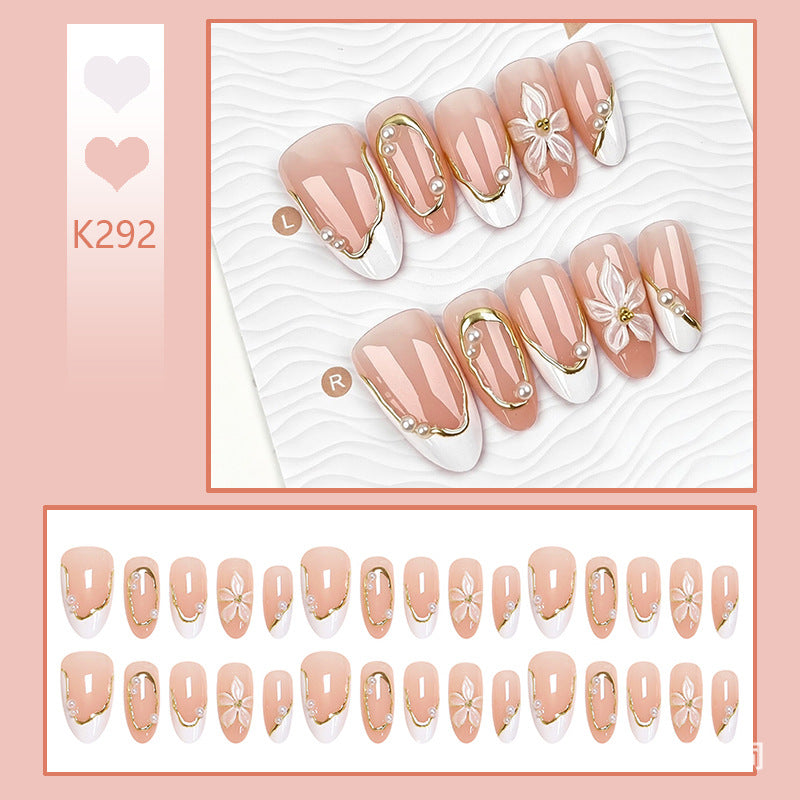 Artificial nail set with elegant floral design and glamorous 3D applications Acalora