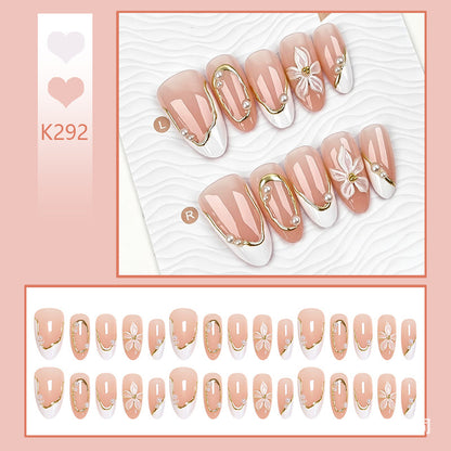 Artificial nail set with elegant floral design and glamorous 3D applications Acalora