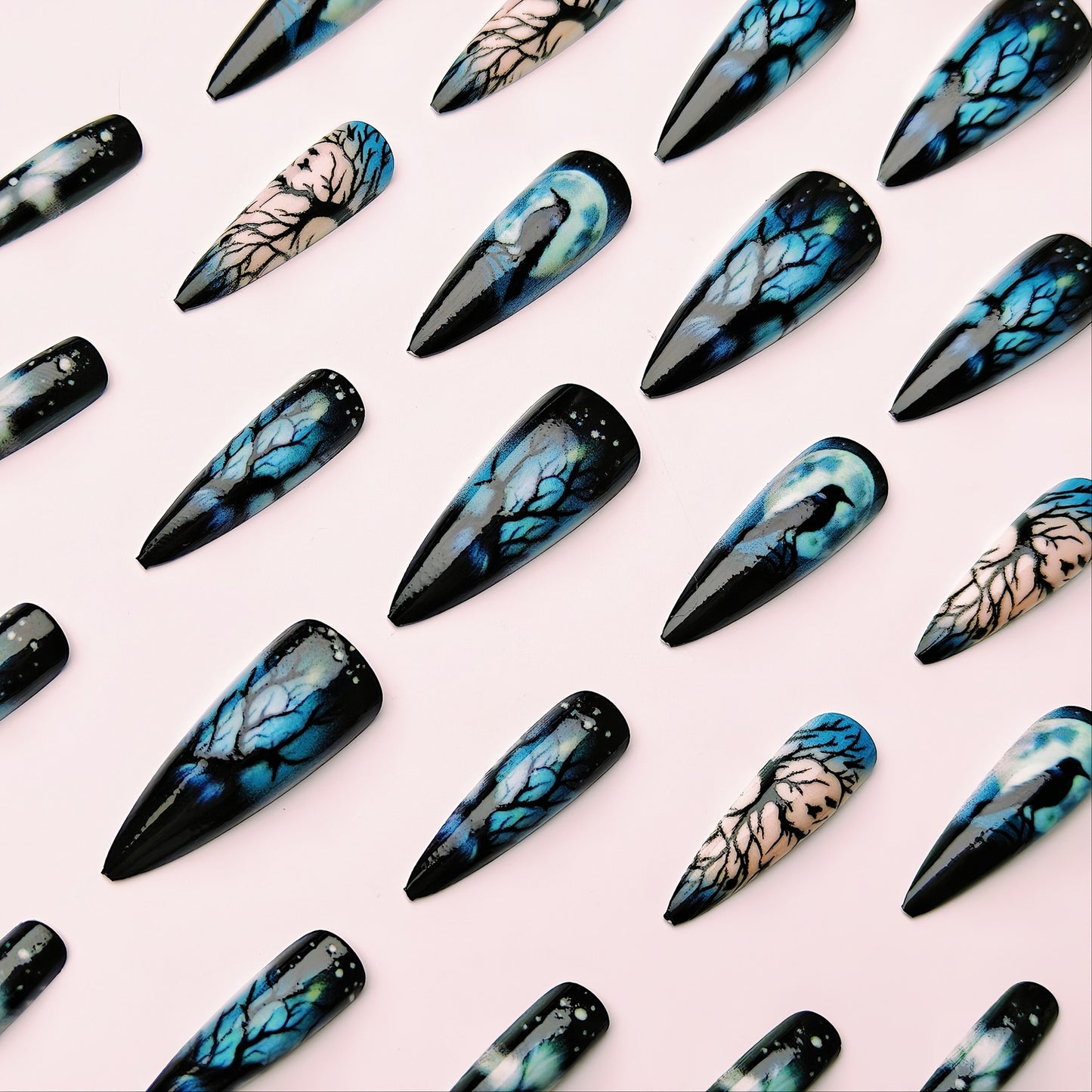 Artistic Midnight Theme Nail Art Acalora
